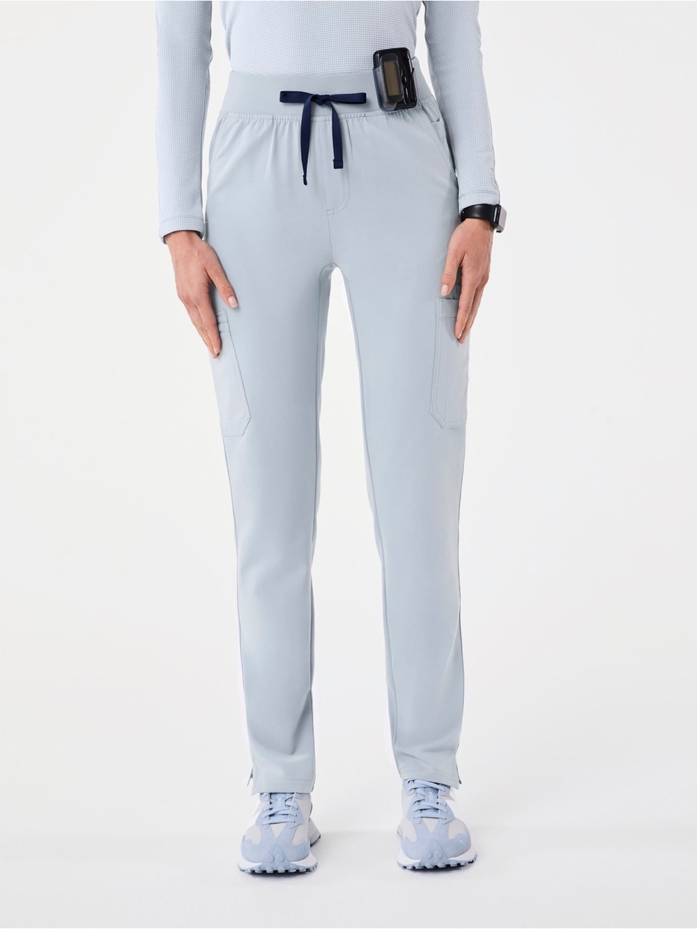 Figs Women's Yola High-Rise Slim Scrub Pant™ Light Blue Drawstring